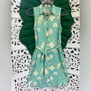 NWT Paradise Now sleeveless belted button down shirt dress . Mint. Lanikai. XS